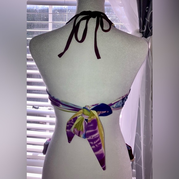 MOSSIMO Women’s Boho Multicolored Halter Bikini Top Size Lg EUC no pads - Picture 2 of 11